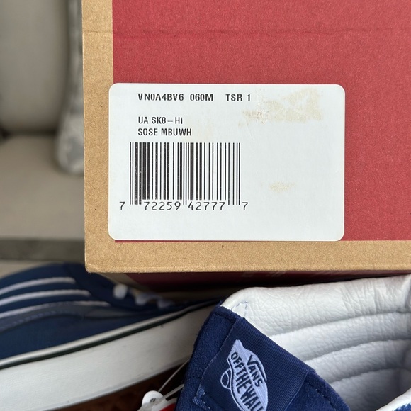 Vans Blue and White High-Top Sneakers with Canvas Upper - Picture 8 of 10